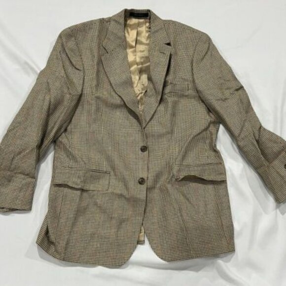 VINT Polo Ralph Lauren Blazer Silk Wool Made In Canada Ticket Pocket 41R Brown